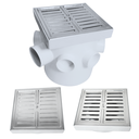 Ver imagem 1 de Ralo 15x15 Inox Escamoteavel Veneziana com Base Plástico Branco e Caixa Sifonada 150mm