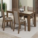 Ver imagem 1 de Conjunto Sala de Jantar Mesa Tampo de Vidro 4 Cadeiras Rustic/crema/bege Marrom Suzy Madesa