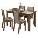 Ver imagem 2 de Conjunto Sala de Jantar Mesa Tampo de Vidro 4 Cadeiras Rustic/crema/bege Marrom Suzy Madesa