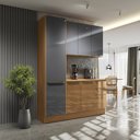 Ver mais imagens de Cozinha Compacta Modulada 3 Peças com Paneleiro Vibra Marrom/Canela/Grafite Super Brilho