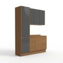 Ver imagem 2 de Cozinha Compacta Modulada 3 Peças com Paneleiro Vibra Marrom/Canela/Grafite Super Brilho