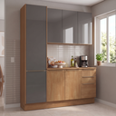 Ver imagem 1 de Cozinha Compacta Modulada 3 Peças com Paneleiro Vibra Marrom/Canela/Grafite Super Brilho