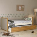 Ver imagem 2 de Cama Babá Tutto New com Auxiliar e Capitonê Off White/freijó - Matic Móveis