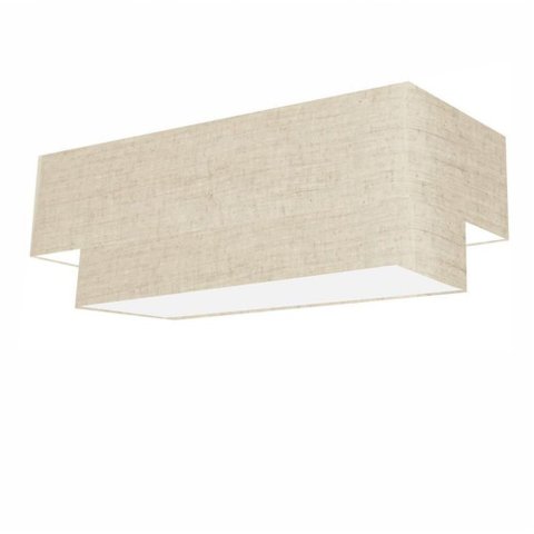 Plafon Duplo Retangular Vivare Md-3071 Cúpula em Tecido Bivolt Rustico-bege 127/220v