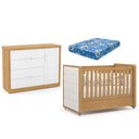 Ver imagem 1 de Berço Americano Capitonê New Boucle e Cômoda Infantil Tutto New Freijó e Colchão - Matic
