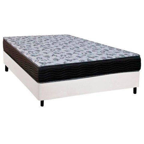 Cama Box Viúva: Colchão Espuma D33 Ortobom /EP Anatômico Fort Tech ISO 100 + Base CRC Courano White(