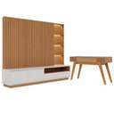 Ver imagem 1 de Conjunto Aparador e Estante Vale para TV 240cm MDP MDF Freijo Off White Matte Colibri Móveis