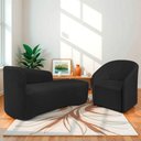 Ver imagem 2 de Kit Sofá Curvo França 140cm Ld. e Poltrona Luiza Max Conforto, Bouclé Preto