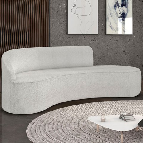 Sofá 4 Lugares para Sala 220cm Orgânico Wendi Boucle Cinza I01 - Mpozenato