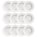 Ver imagem 1 de Kit 12 Pratos Fundos Branco Borda Dourada Porcelana Elisa 23