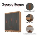 Ver imagem 4 de Guarda Roupa Casal Lite Ambiente 6 Portas Nature Cinza – Móveis Leão