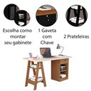 Ver imagem 2 de Mesa Escrivaninha para Escritório 1 Gaveta com Chave Boreal Off White/canela