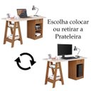 Ver imagem 4 de Mesa Escrivaninha para Escritório 1 Gaveta com Chave Boreal Off White/canela