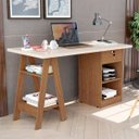 Ver imagem 6 de Mesa Escrivaninha para Escritório 1 Gaveta com Chave Boreal Off White/canela