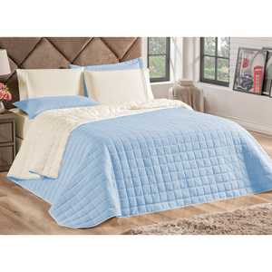 Cobre Leito Sherpa Queen 3pçs:Azul
