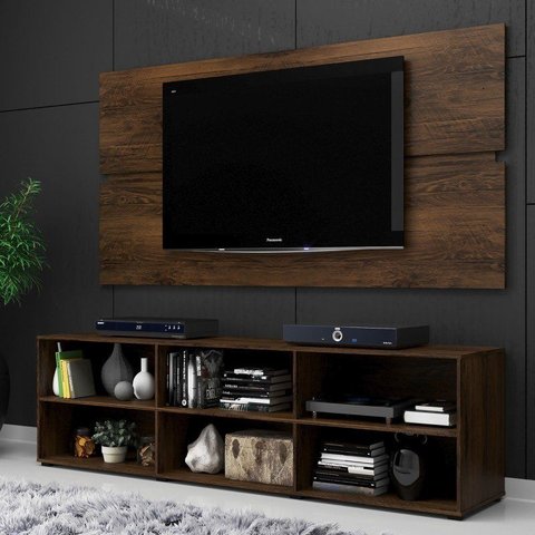 Rack Estante Grande c/ Painel Cacau p/ TV até 55 Polegadas