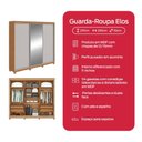 Ver imagem 7 de Guarda Roupa Casal 100% Mdf 3 Portas Elos com Espelho e Pés Amêndoa/off White