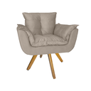 Ver imagem 3 de Kit 2 Poltrona Decorativa Base Giratória De Madeira Quarto Opala Suede Bege - LM DECOR