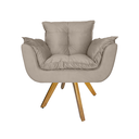 Ver imagem 2 de Kit 2 Poltrona Decorativa Base Giratória De Madeira Quarto Opala Suede Bege - LM DECOR