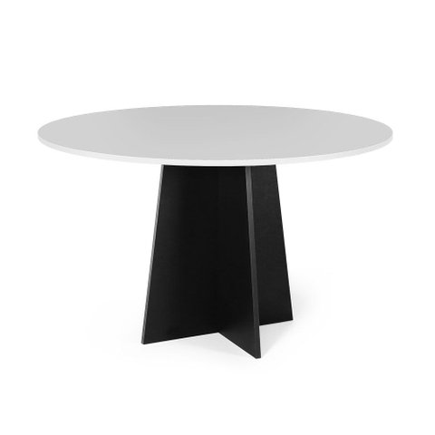 Mesa de Jantar Redonda 120cm 6 Lugares Isabela MDF Branco e Preto - Straub Web