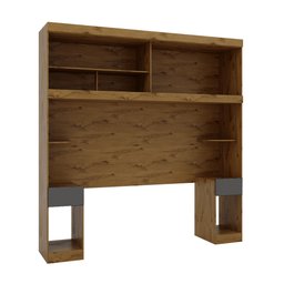 Nicho Aéreo Casal 2 Portas com Criado e Cabeceira Ipê Nobre Grafite Gênova Batrol - 2