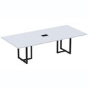 Ver imagem 1 de Mesa de Reunião com Caixa de Tomada 260 X 120 Cm Pé Tubular Pe25 em Mdp Cinza Base Preta