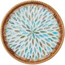 Ver imagem 1 de Bandeja Redonda de Madreperóla e Rattan Azul 6210 30cm Bono