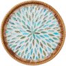 Bandeja Redonda de Madreperóla e Rattan Azul 6210 30cm Bono - 1