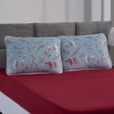 Ver imagem 1 de Jogo de Cama Astoria Azul/vinho Malha Queen 03 Peças - 100% Algodão