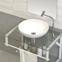 Ver imagem 2 de Gabinete para Banheiro Vidro Glass 60cm Branco com Cuba Branca