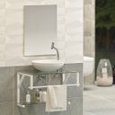 Ver imagem 1 de Gabinete para Banheiro Vidro Glass 60cm Branco com Cuba Branca