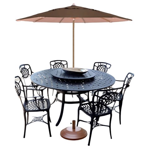 Jogo de Mesa Giratória com 6 Cadeiras para Jardim Piscina Área Externa