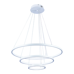Lustre Pendente Moderno 3 Anéis 20 40 e 60cm Arco Ring Led 55w 6500k:branco - Luz Branca Fria 6500k - 1