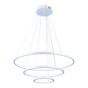 Lustre Pendente Moderno 3 Anéis 20 40 e 60cm Arco Ring Led 55w 6500k:branco - Luz Branca Fria 6500k
