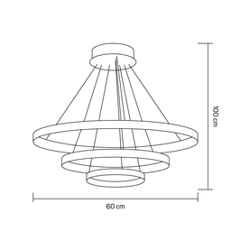 Lustre Pendente Moderno 3 Anéis 20 40 e 60cm Arco Ring Led 55w 6500k:branco - Luz Branca Fria 6500k - 2