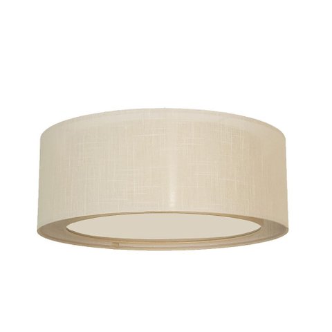 Luminária de Teto Plafon Cúpula Dupla Linho Pérola 40x16