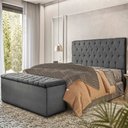 Ver imagem 5 de Kit Cabeceira e Baú Box King Londres 1,95cm Vamfer Estofados Suede Bege