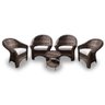 Conjunto de Poltronas Fibra Sintética Bali - 4 Poltronas + 1 Mesa Centro - Tecido Duna Cru - 1