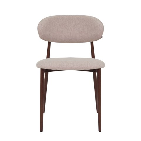 Cadeira Lucy com Estofado em Linho Nude e Estrutura Metálica para Ambientes Clássicos e Modernos