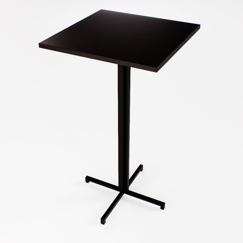 Mesa Alta Bar Bistrô Quadrada Madeira Industrial Black Tampo Preto Conjunto de Mesas e Cadeiras