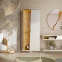 Ver imagem 3 de Cristaleira Porta de Vidro com Led Sena 181x70 Cm Pes Metal Clb Off White Matte Freijo Clb