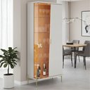 Ver imagem 1 de Cristaleira Porta de Vidro com Led Sena 181x70 Cm Pes Metal Clb Off White Matte Freijo Clb