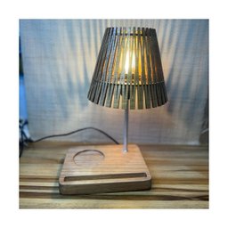 Luminária Nero de Mesa Mdf Laminado Freijó - Ofertamo - 2