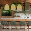 Ver imagem 2 de Pendente Gambier 35cm Madeira e Fibra de Rattan Cor Bambu 1l Bocal E27 Bivolt Iluminação Interna Rús