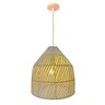 Pendente Gambier 35cm Madeira e Fibra de Rattan Cor Bambu 1l Bocal E27 Bivolt Iluminação Interna Rús - 1