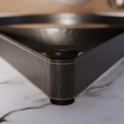 Espelho Redondo Alça em Couro Sintético Preto Aqua Mais - 6