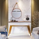 Ver imagem 3 de Espelho Redondo Alça em Couro Sintético Preto Aqua Mais