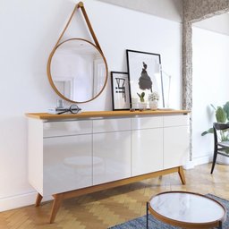 Espelho Redondo Alça em Couro Sintético Preto Aqua Mais - 4