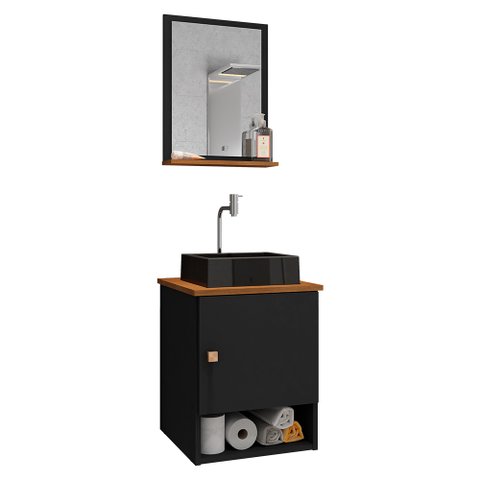 Conjunto de Banheiro com Gabinete 1 Porta, Cuba e 1 Espelheira Lima