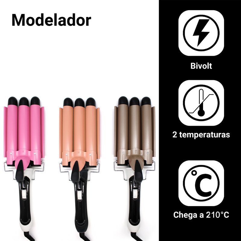 Modelador Ondulador de Cachos Triondas Profissional Cabelo Cabeleireiro Bivolt - 2